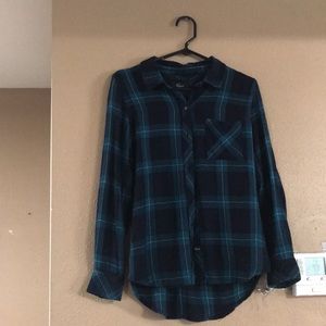 Rails FLANNEL Blue/Green Button Down Top